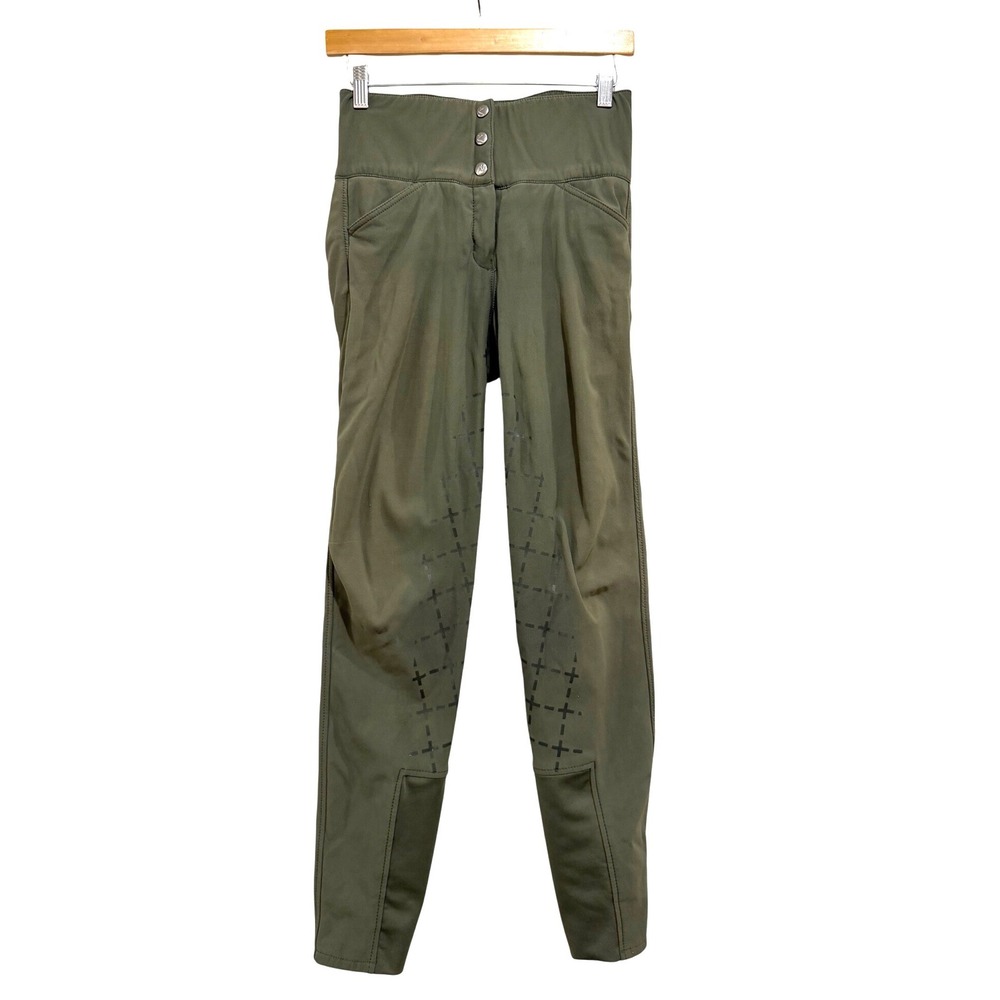 Horze Desiree High Waisted Full Seat Silicone Grip Riding Breeches Olive USA 26